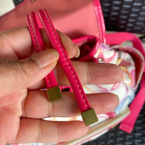 Coach Monogram Multicolor Canvas Leather Trim Scribble Poppy Backpack - Picture 13 of 15